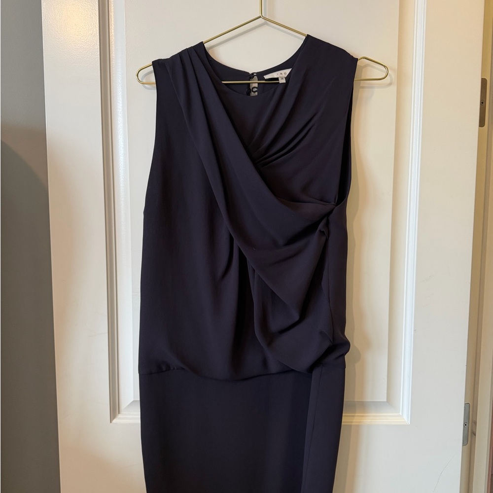 IRO Draped Navy Midi Dress